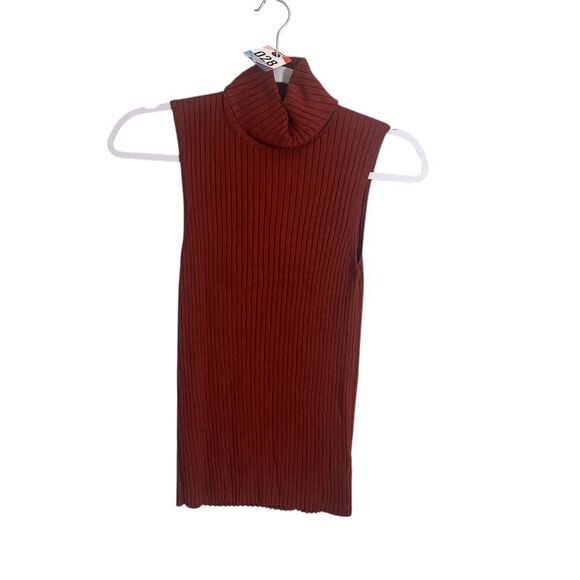 Express Womens Turtleneck Top Medium Rust Sleeveless - Picture 1 of 3
